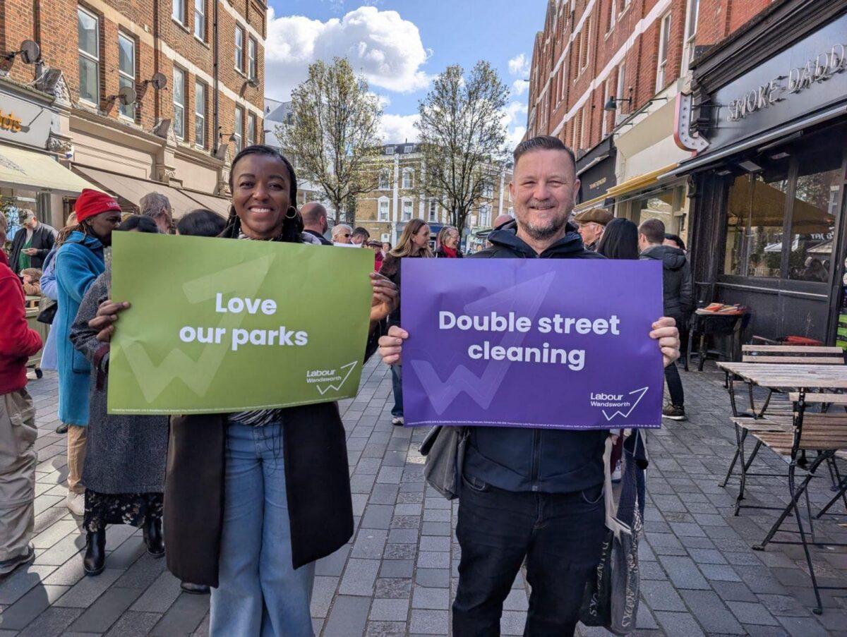 Victoria Asante and Councillor Steve Worrall at the Wandsworth Labour manifesto launch